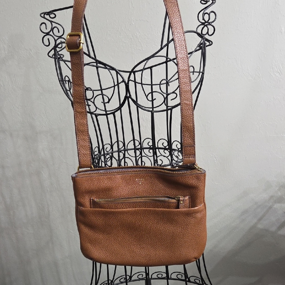 Fossil Tan Leather Crossbody Bag